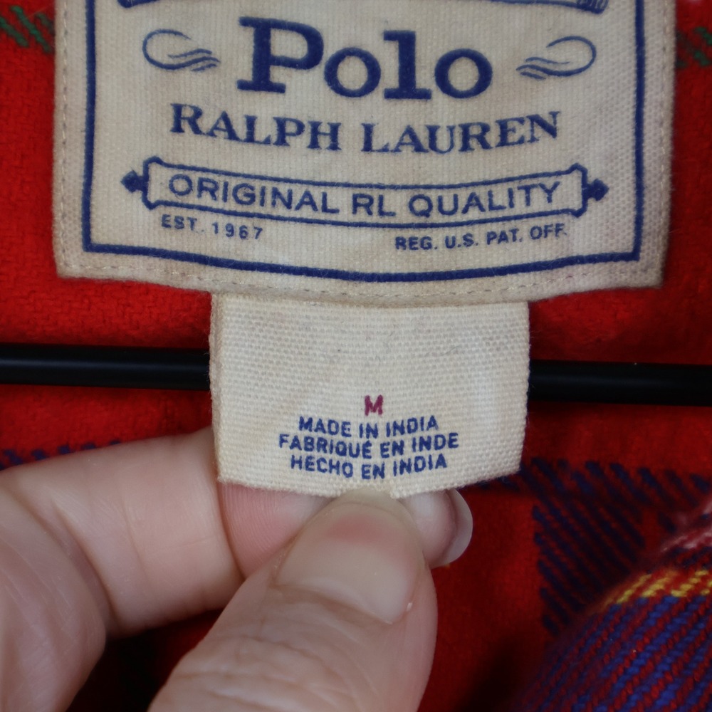Polo Ralph Lauren Classic Fit Twill Flannel Shirt Medium Red Plaid Cotton - Picture 5 of 13
